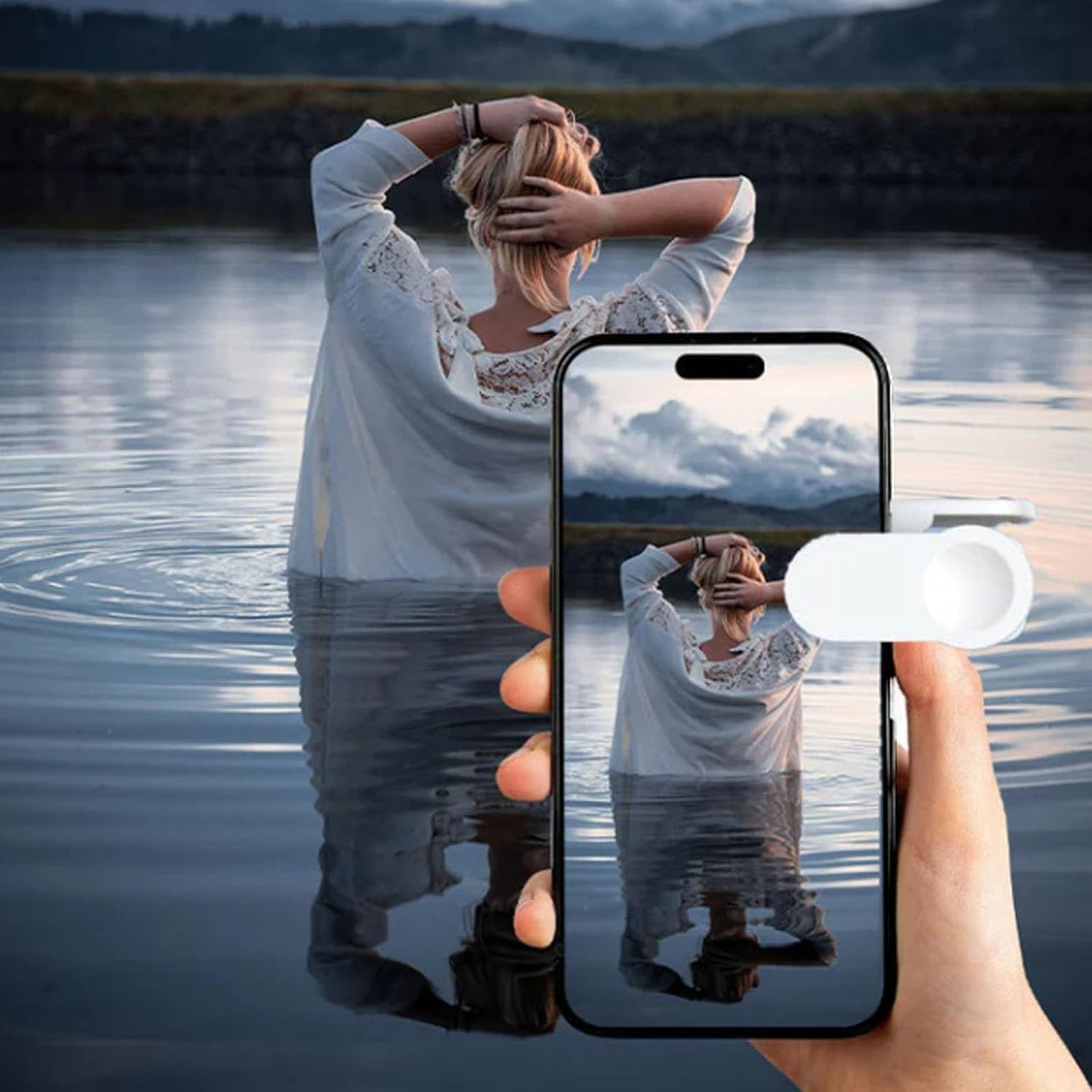 Mirror Effect Lens - Capture Stunning Reflections Instantly,Camera Mirror Reflection Clip for Back Camera Recording, Adjustable Hd Glass Phone Shooting Reflection Mirror (2pcs Black)