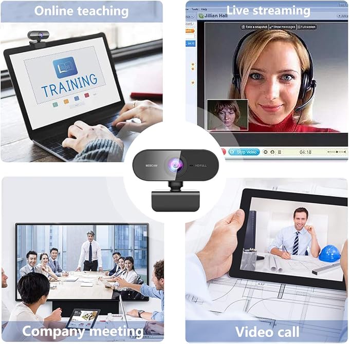 Webcam for pc with Microphone,Full Hd 1080P Streaming Web Cam for Mac Laptop, USB External Computer Camera for Desktop,Best Cheap Face Cam for Video Conference,Zoom,Gaming YouTube Microsoft