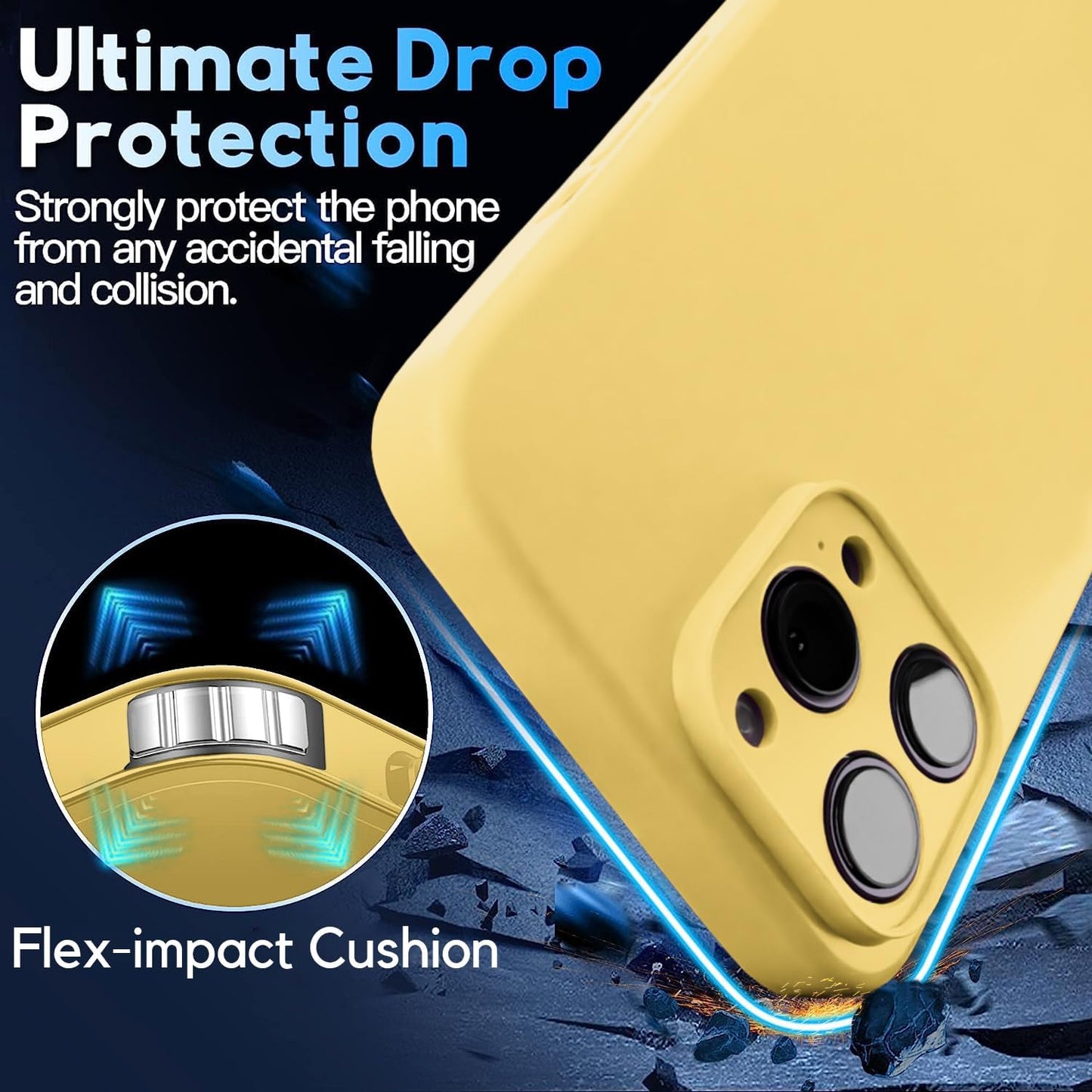 Blaspins Crossbody Lanyard Strap Case for iPhone 13 Pro, Neck Cross Body, Adjustable Holder Removable, Drop Protection Shockproof, Hands-Free Silicone Case 6.1 inch, 150 cm Strap, iP13Pro - Yellow