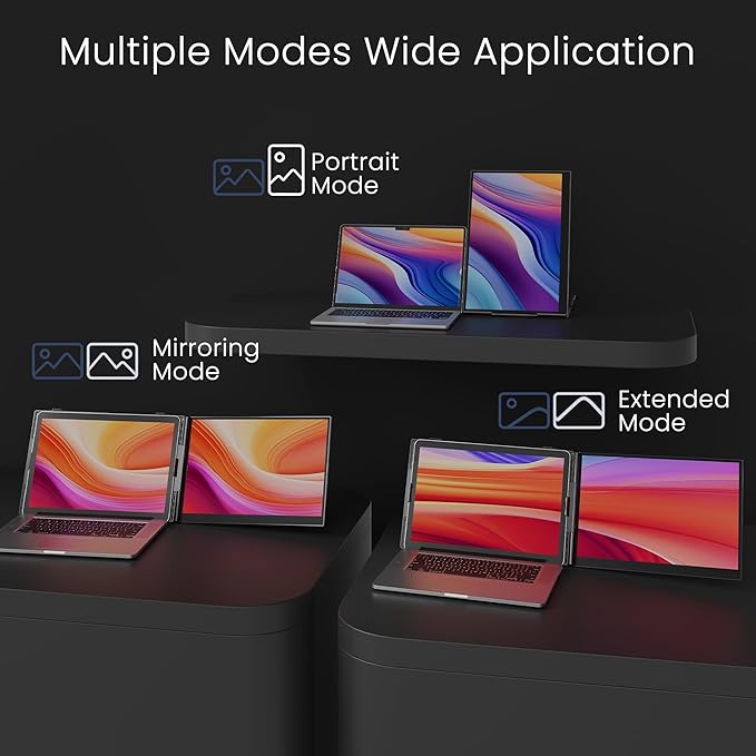 Laptop Screen Extender, Ultra-Thin 15.3" FHD 1200P 16:10 Portable Monitor for Laptop, Lightweight Dual Monitor Extender Plug & Play for 14"-17.3" Laptops, Compatible with Wins/Mac/Chrome/Linux