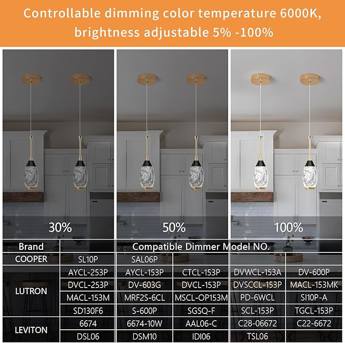 Modern Black Gold Pendant Light Dimmable LED Ceiling Light Fixtures Mini Teardrop Crystal Pendant Lighting for Kitchen Island Bedroom Hallway Entryway (3-Pack， Champagne Gold)