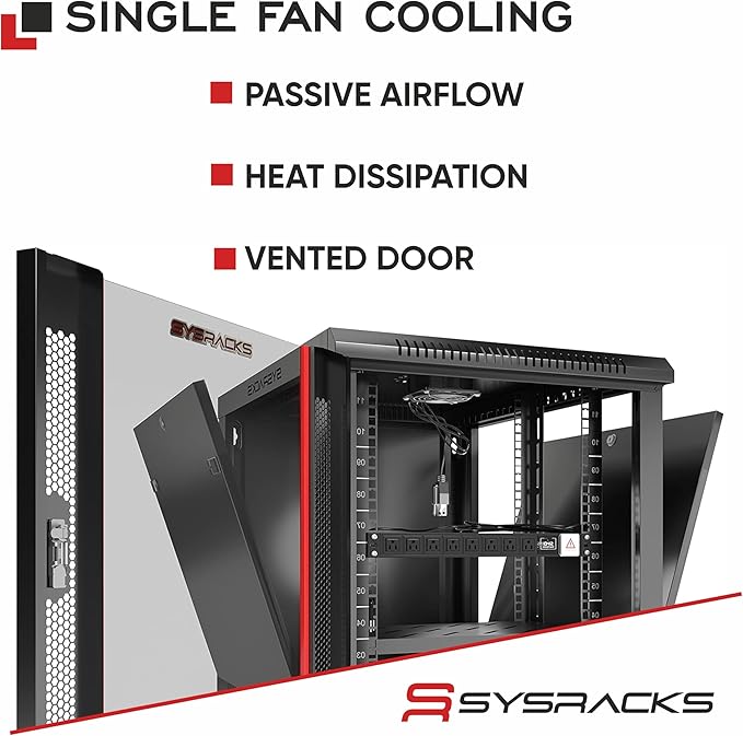Sysracks - Server Rack – Wall Mount Rack - Locking Cabinet for Network - Electronics - Security - Audio - Video - AV Equipment - Data Rack - Legs/Power Strip/Shelf/Fan - 24-Inch Deep Sysracks… (18U)