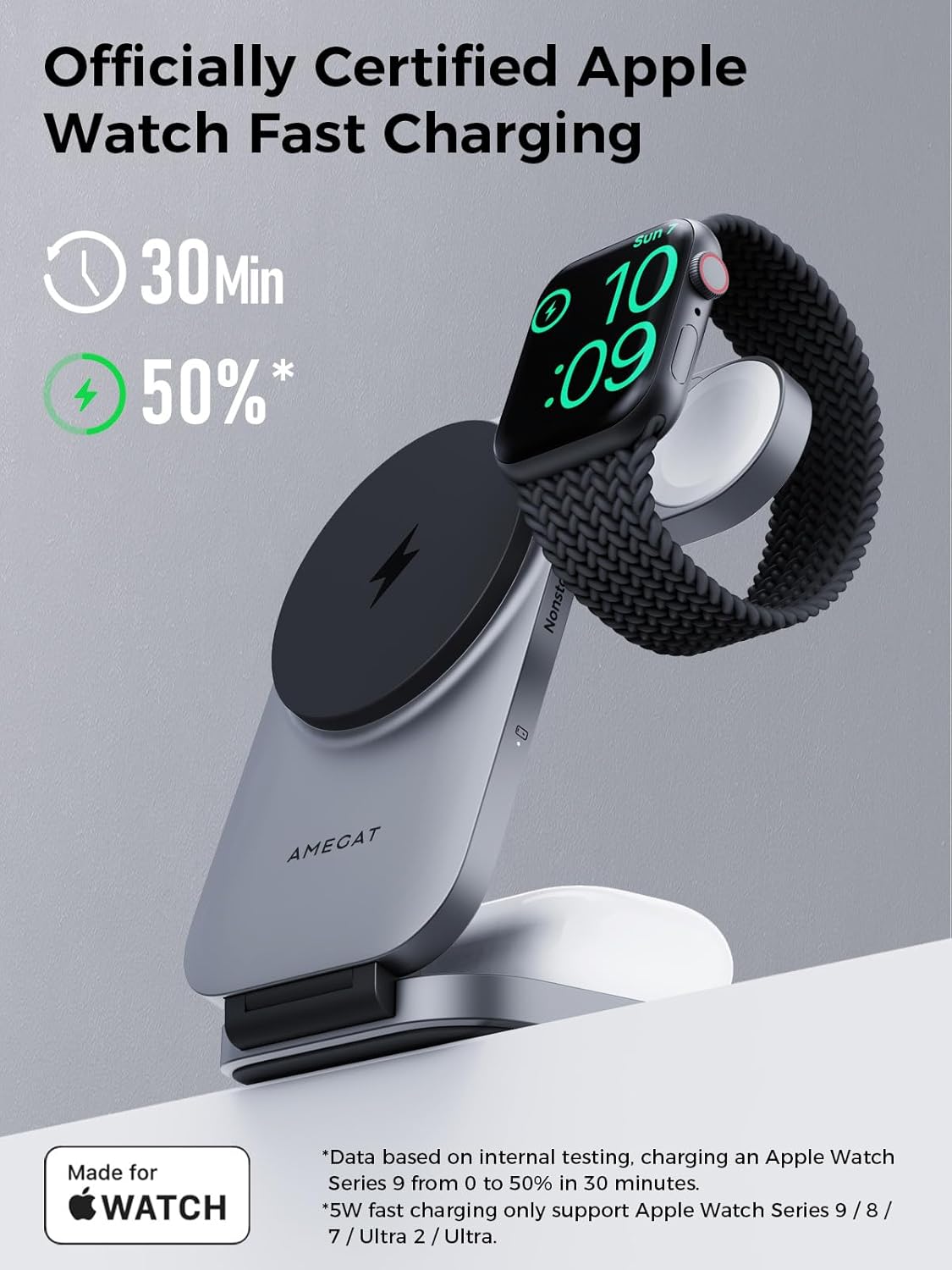 3 in 1 Charging Station, MagFusion Z Foldable Qi2 Certified 15W Wireless Charger Stand Compatible with MagSafe for iPhone 16/15/14/13/12, Apple Watch, AirPods (30W PD Charger Included)