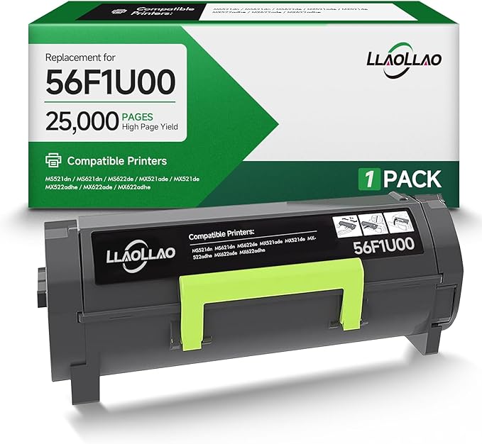 56F1U00 Toner Replacement for Lexmark 56F1U00 Black Toner Cartridge High Yield for MS521 MS621 MS622 MX521 MX522 MX622 Laser Printer (25,000 Pages)