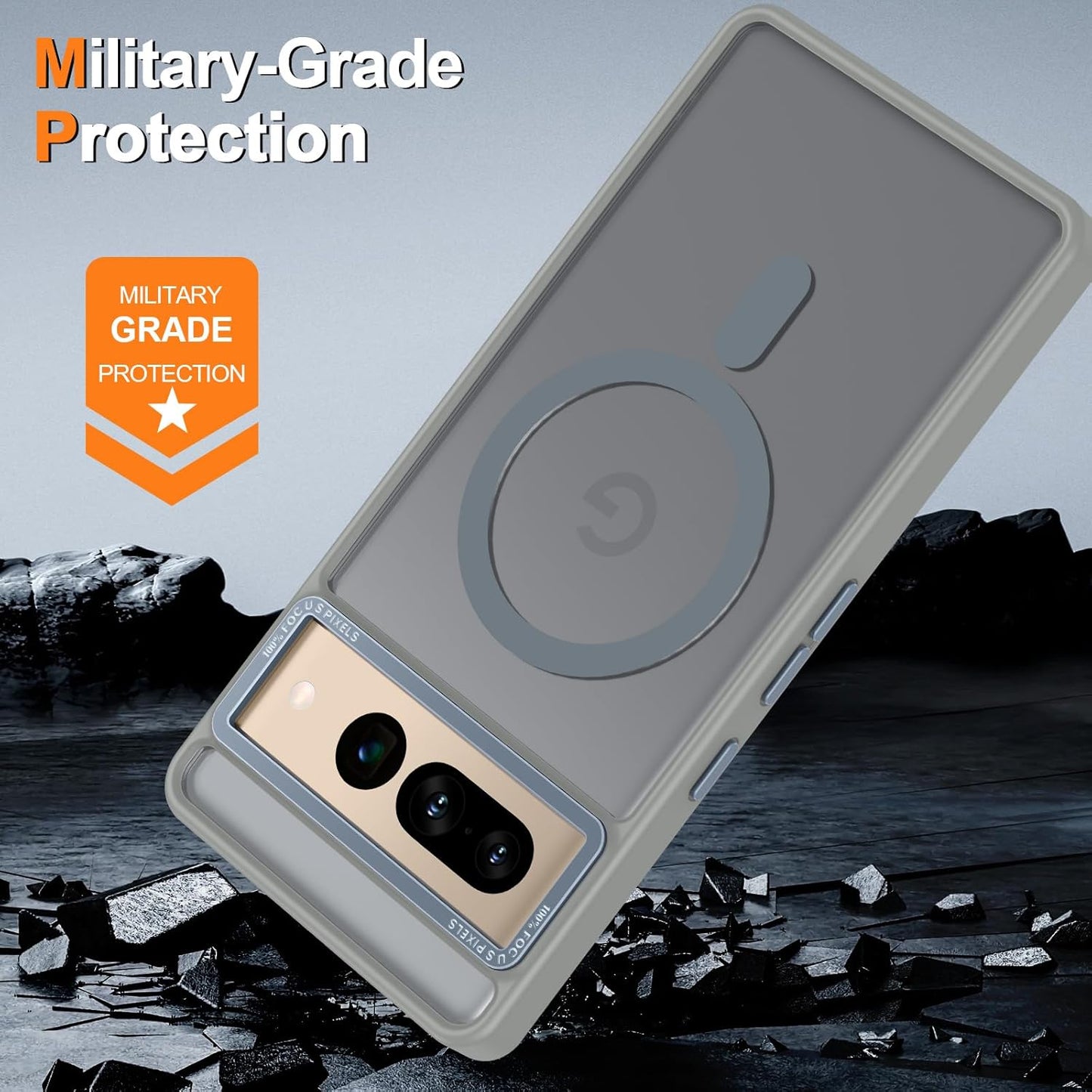 Magnetic for Google Pixel 7 Pro Case, [Military Grade Drop Protection] [Compatible with MagSafe] Shockproof Slim Translucent Matte Anti-Slip for Women Girls Men Case, Gray