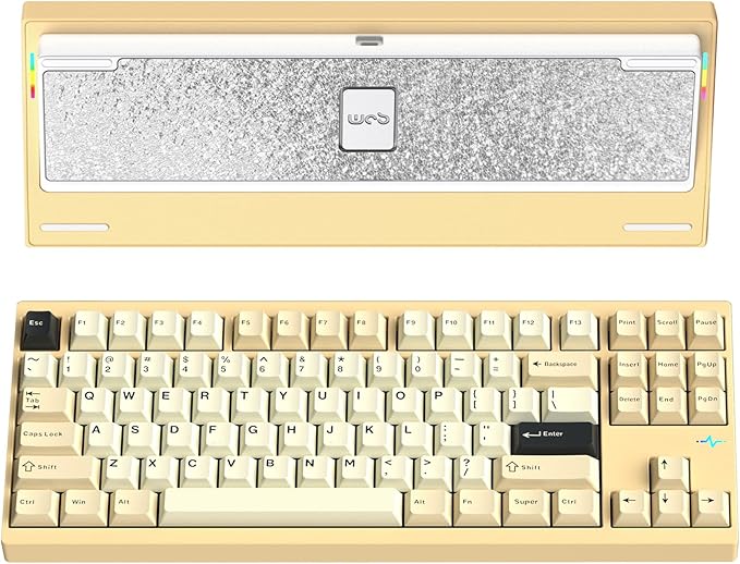 KEEBMONKEY WOBKEY Crush 80 Reboot CNC Aluminum 5-Second Quick-Release Triple-Mode Connectivity Mechanical Keyboard with Superior Acoustics (Pro Yellow)