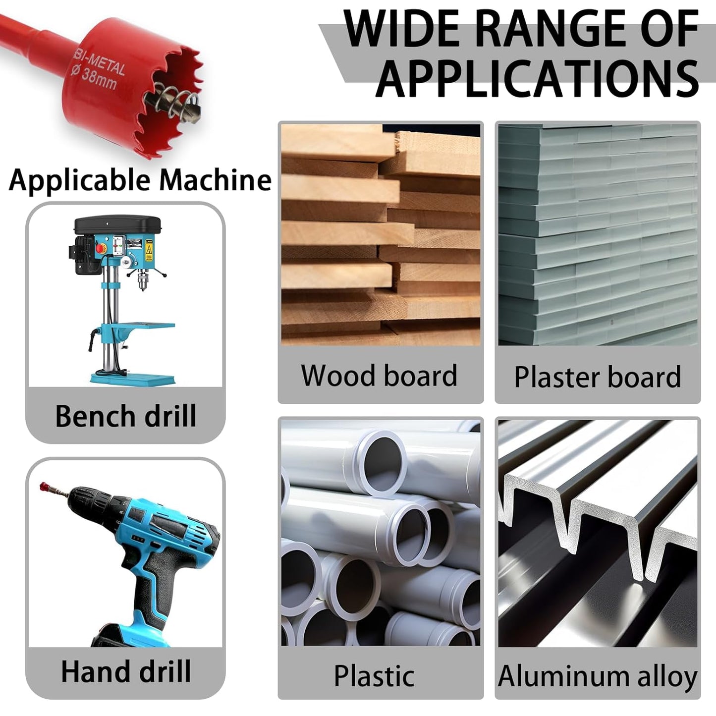 1.5 Inch(38mm) Desk Grommet,13 Pieces Cable Grommet, Desk Hole Cover for Cables with Hole Saw,Plastic Cable Cord Wire Hole Cover for Desk, Table,Cabinet,Countertop and Other Furniture(Whitek)