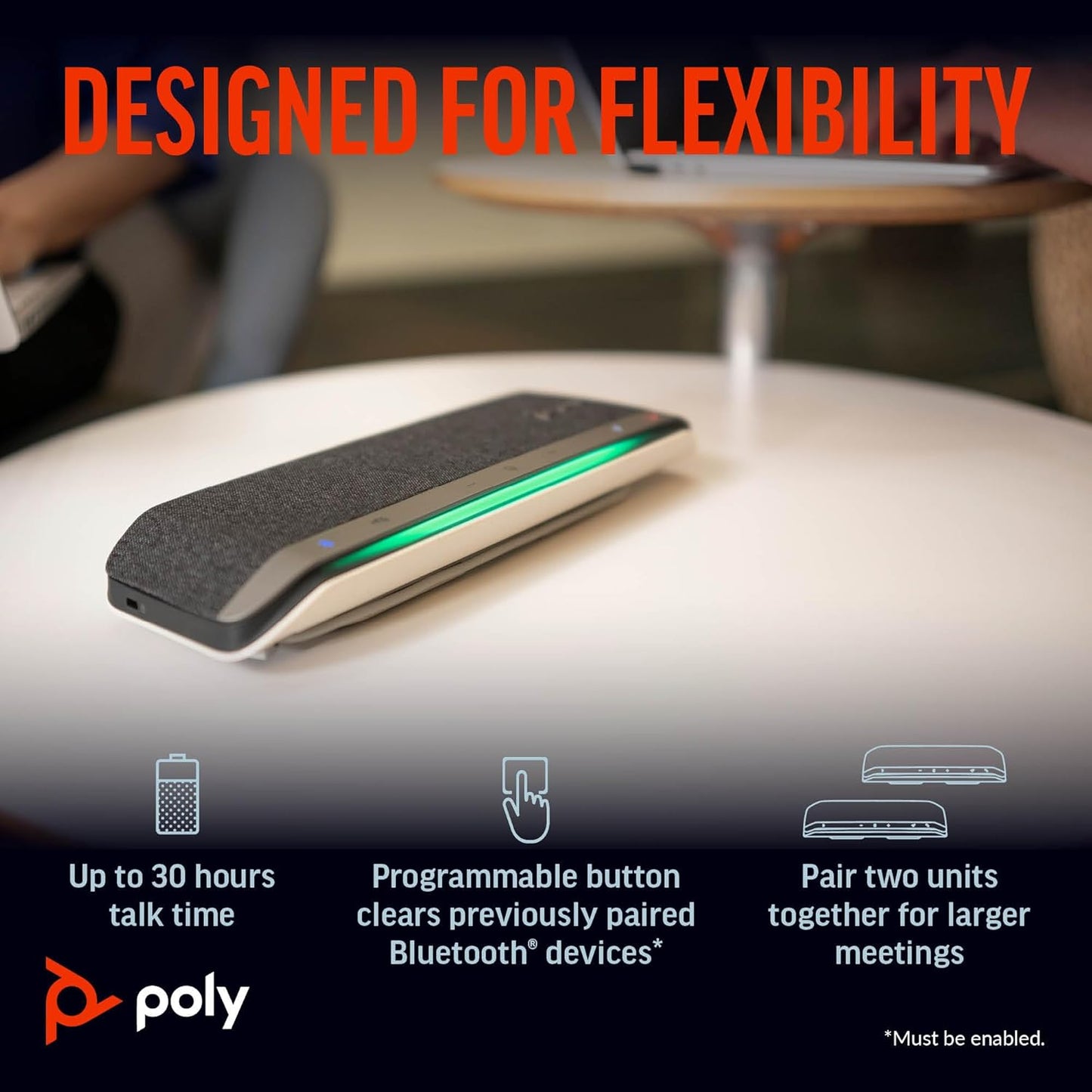 Poly Sync 40 Smart Speakerphone (Plantronics) - Flexible Workspaces - Connect to PC/Mac via USB and Smartphones via Bluetooth - Certified for Microsoft Teams – Amazon Exclusive