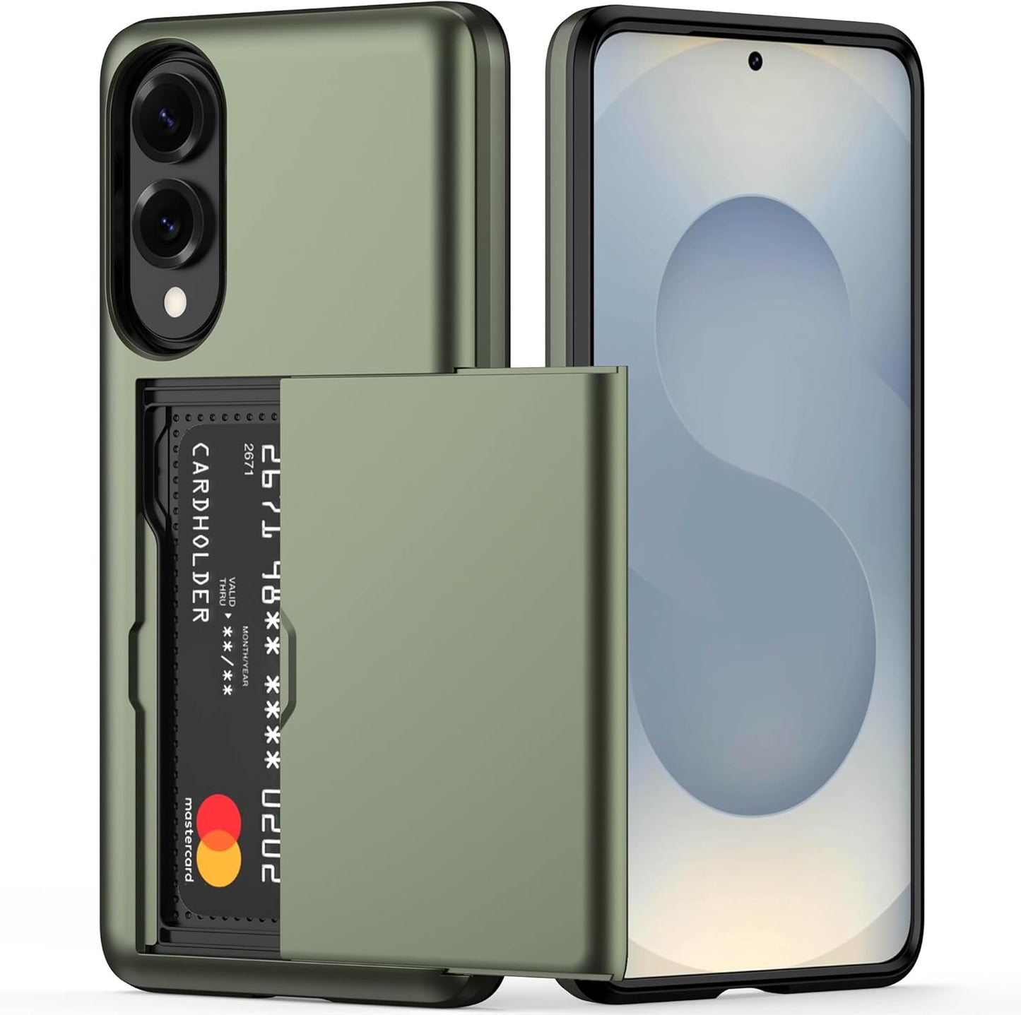 Nvollnoe for Samsung Galaxy S25 Edge Case with Card Holder Dual Layer Heavy Duty Protective Case Hidden Card Slot Slim Wallet Cover for Samsung S25 Edge 6.7''(Green)