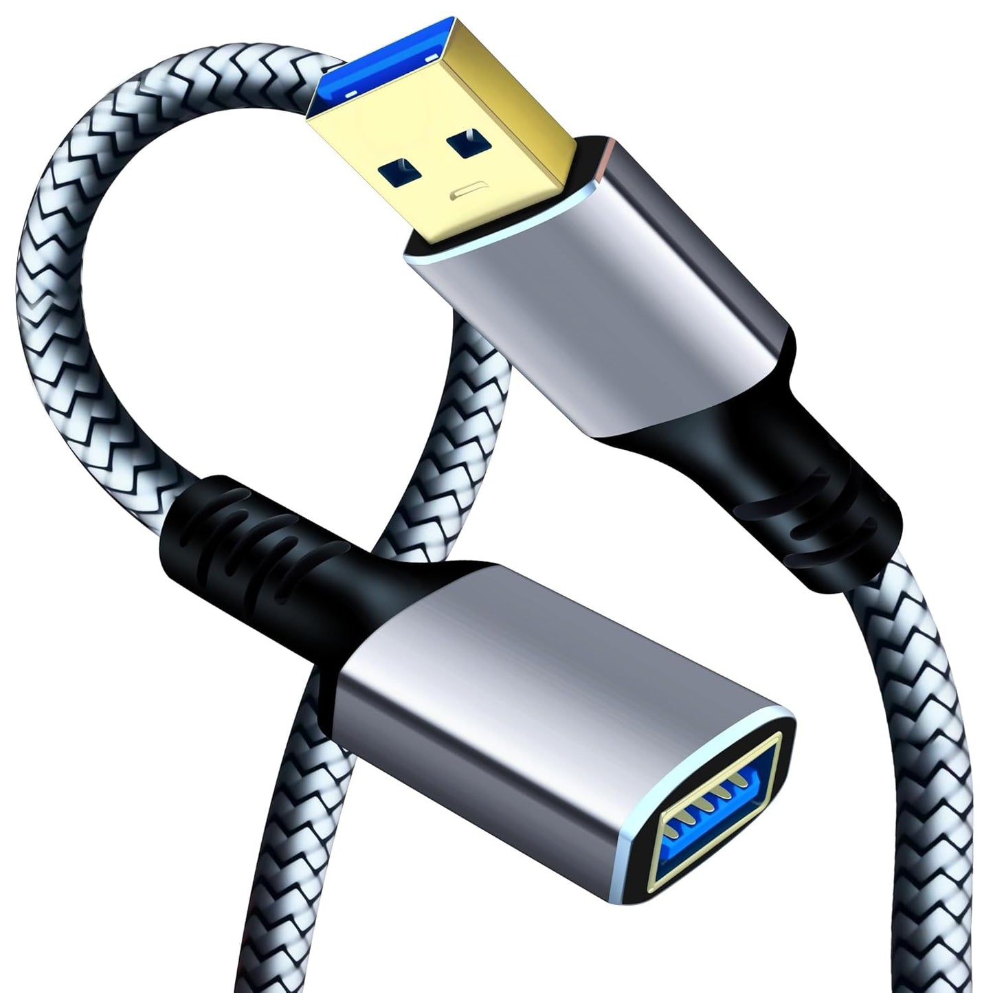 Tan QY USB 3.0 Extension Cable 10Ft, USB 3.0 High Speed Extender Cord Type A Male to A Female for PlayStation, Xbox, USB Flash Drive, Hard Drive, Card Reader,Scanner,Printer,Keyboard (Silver, 10Ft)