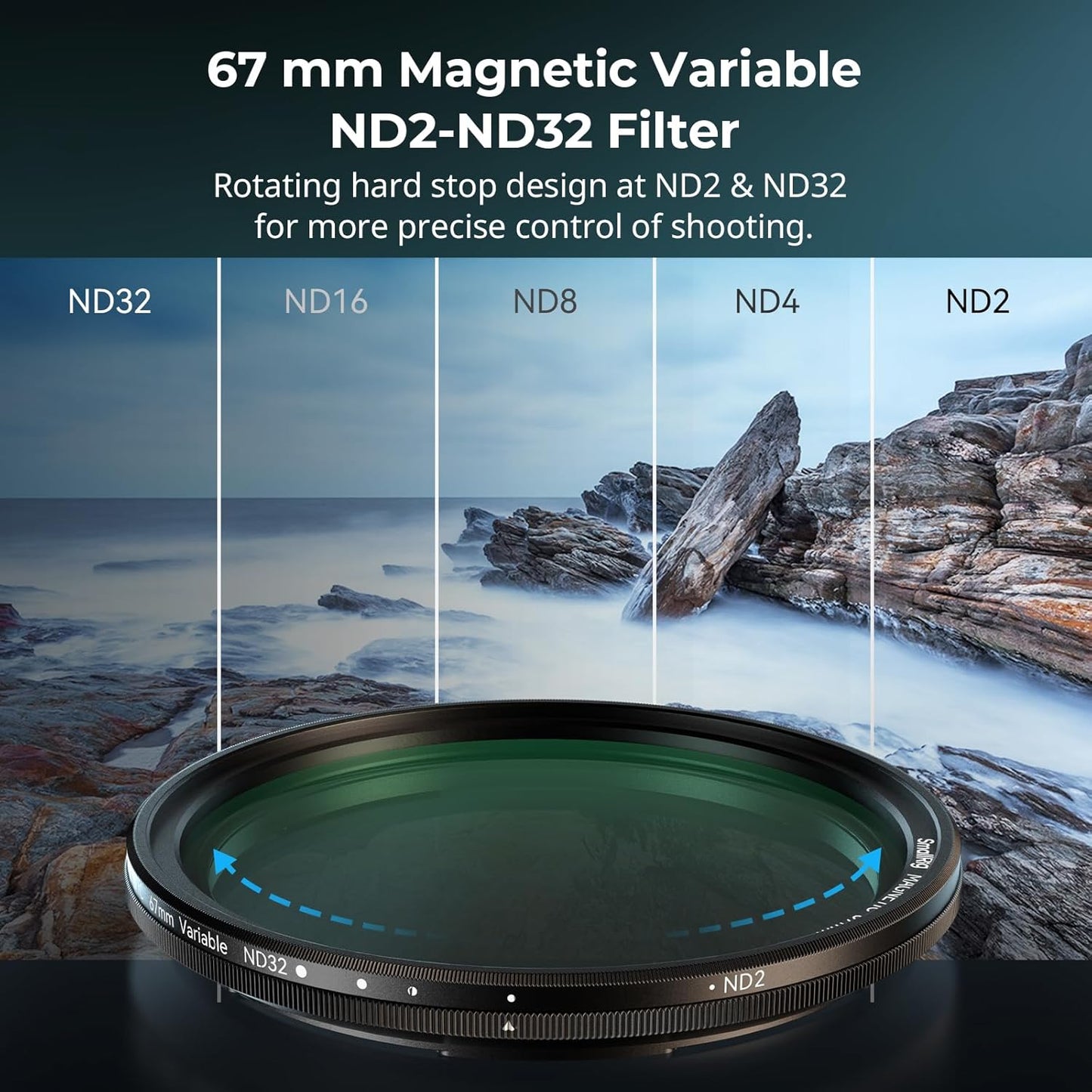 SmallRig 5-in-1 Magnetic 67mm Lens Filter Kit: VND + CPL + Black Mist 1/4 + Threaded Adapter Ring + Magnetic Lens Cover + Storage Bag + Cleaning Cloth, Magnetic Filter Set for Phone Camera Lens - 4726