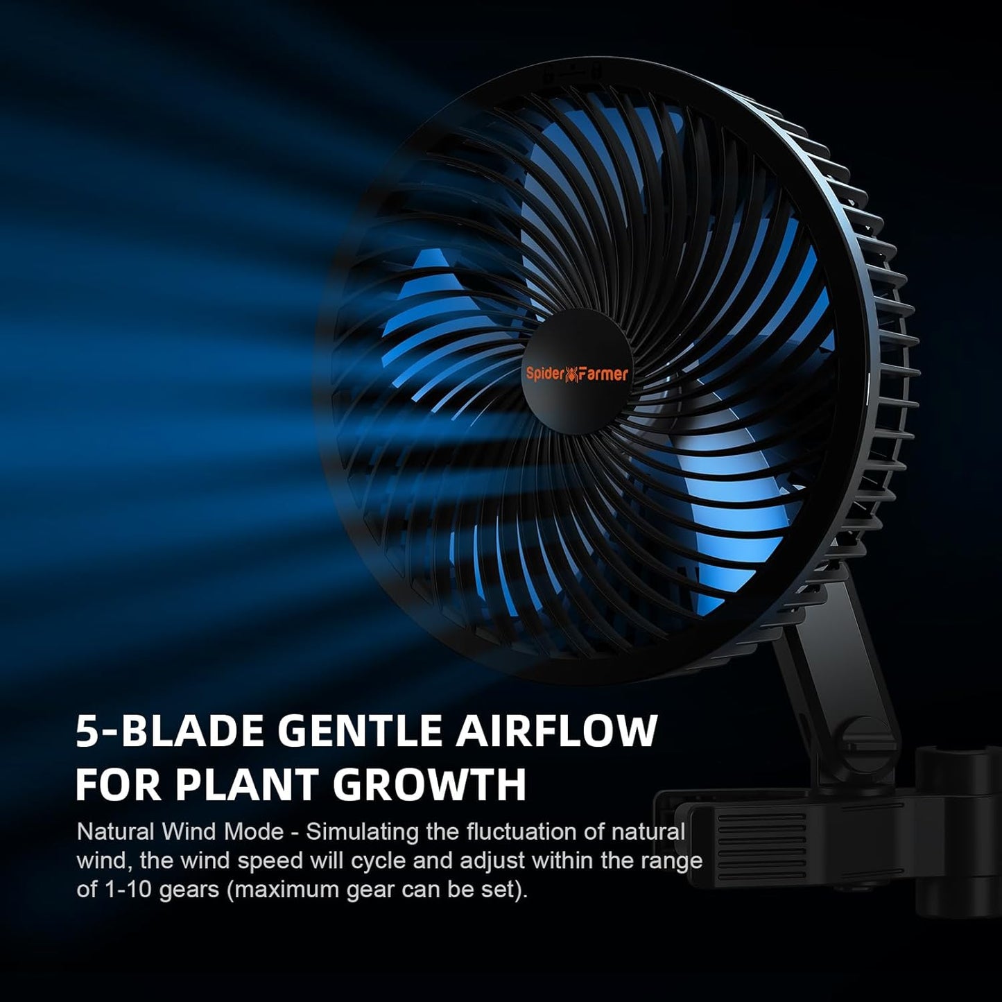 Spider Farmer 2-Pack Grow Tent Clip Fan 6", EC Motor, Custom 10 Dynamic Wind Speeds and 10-Level Oscillation, Weatherproof IP-54, Powerful Airflow but Quiet for Hydroponics Circulation Cooling