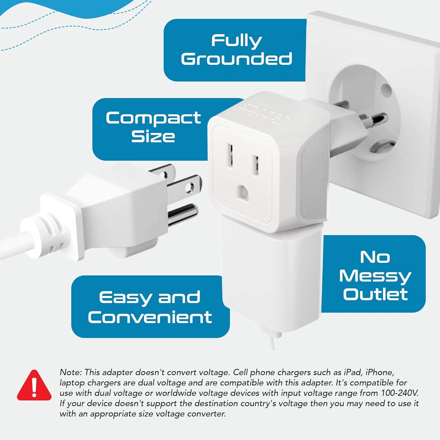 Ceptics Switzerland Travel Adapter Plug with Dual USA Input - Power - Type J (3 Pack) - Ultra Compact - Safe Grounded Perfect for Cell Phones, Laptops, Camera Chargers and More (CT-11A)