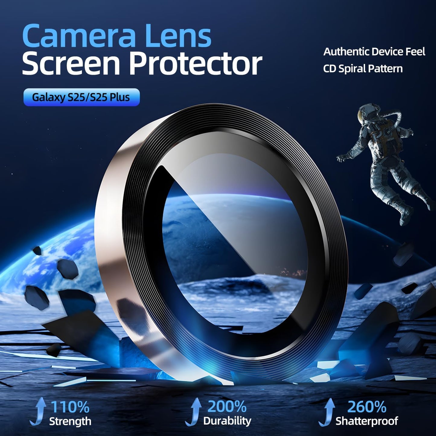 X-it Camera Lens Protector for Samsung S25, 9H Tempered Glass, Independent Metal Aluminum Edge Original Protection Design, Suitable for Phone Case, Anti-scratch, Anti-reflective,PinkGold