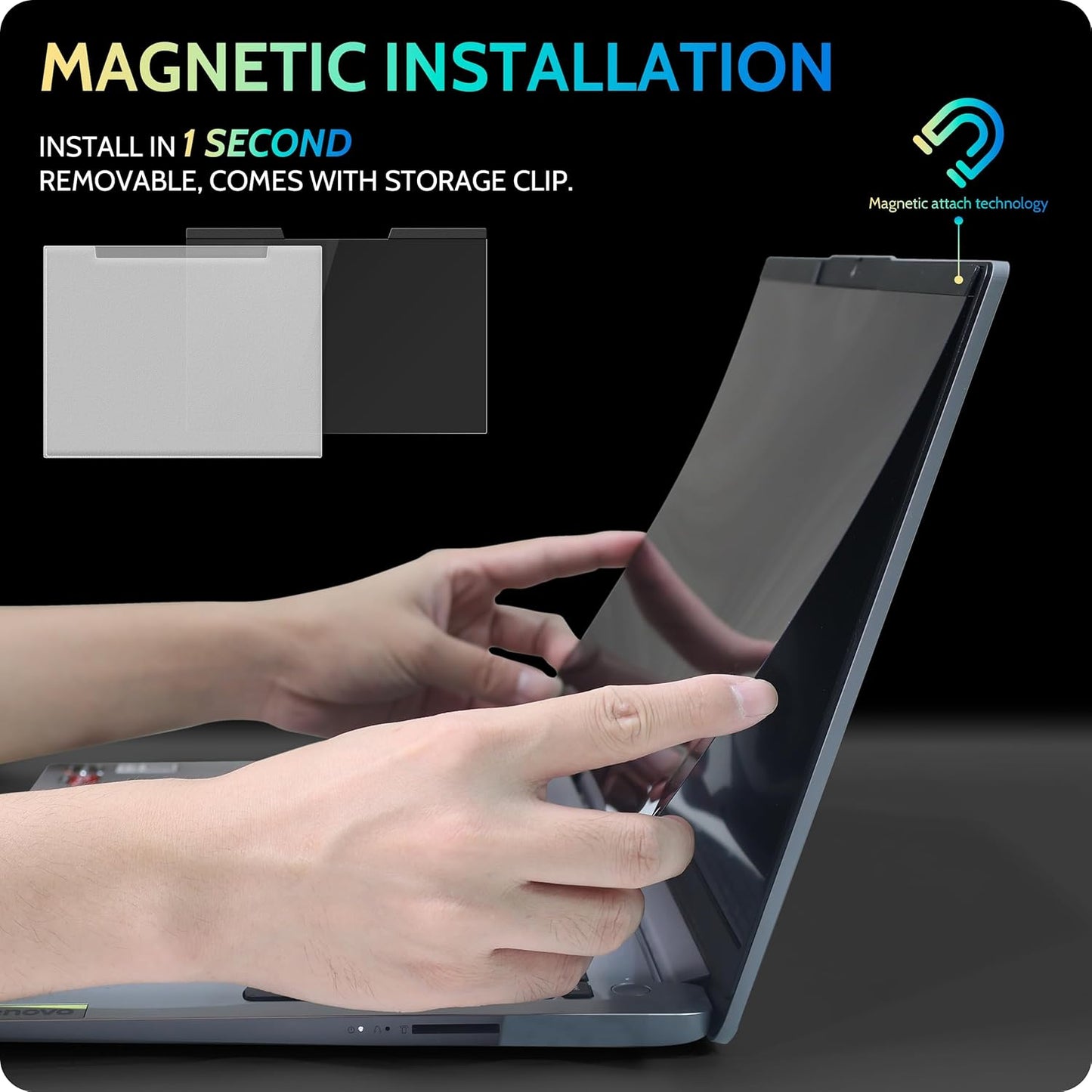 Magnetic Laptop Privacy Screen 16"&16.1" for 16:9 Computer Monitor, Removable Anti Glare Protector Blue Light Filter Shield Compatible with Lenovo Hp Dell Acer Asus Thinkpad Envy Xps