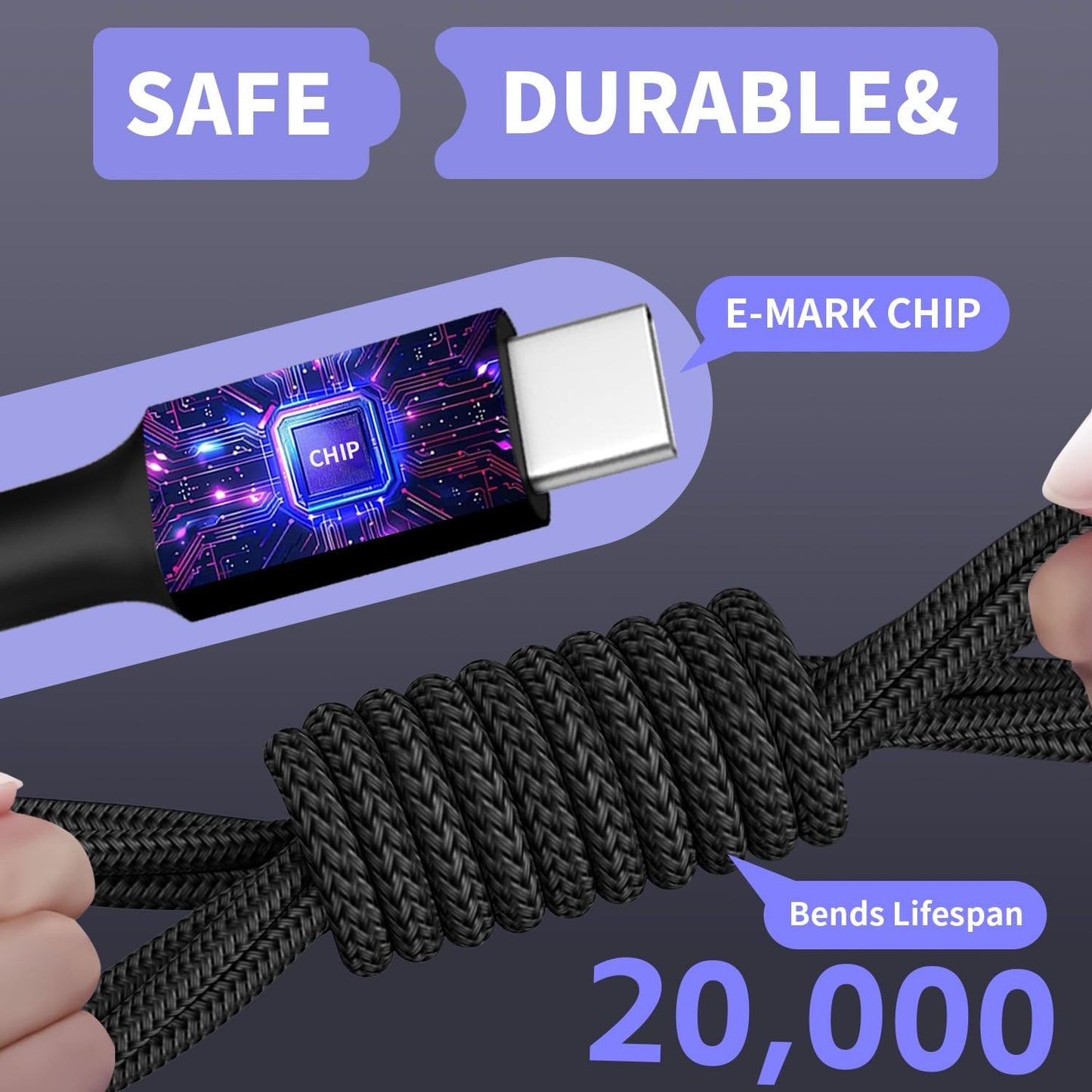 Travel Essentials, Dual Type-C 4 in 1 Multi Charging Cable for Multiple Devices, USB Cables Universal Phone Charger Cord with IP/Micro/2 USB-C Port for iPhone16/15/14, Android Tablet Pad, 2Pack 5FT