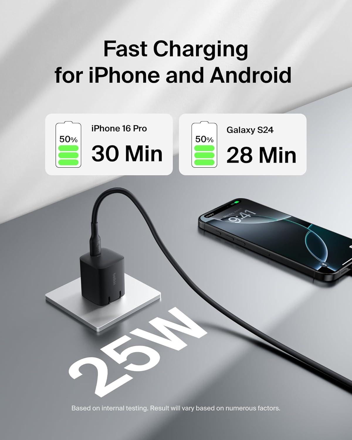 Belkin USB C Charger Block 25W (2 Pack) – PD3.0 PPS Super Fast Charging - Samsung Galaxy S25, S24, Apple iPhone 16, iPhone 15/14/13 Plus, Pro, Pro Max, Google Pixel 9, Nintendo Switch, etc - Black