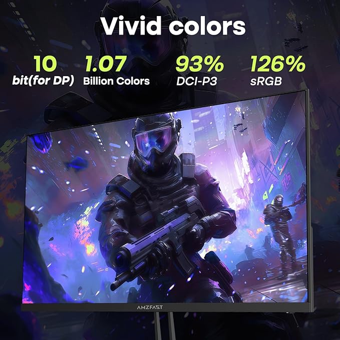 Amzfast 24.5 inch FHD 280Hz/240Hz Gaming Monitor, 1ms Adaptive Sync Fast VA Monitor, 10 Bit, 126% sRGB, 2*HDMI 2.0 & 2* DP1.4, TÜV Rheinland Eye Care,2 Year Warranty Exchange (HDMI & DP Dual Cable)
