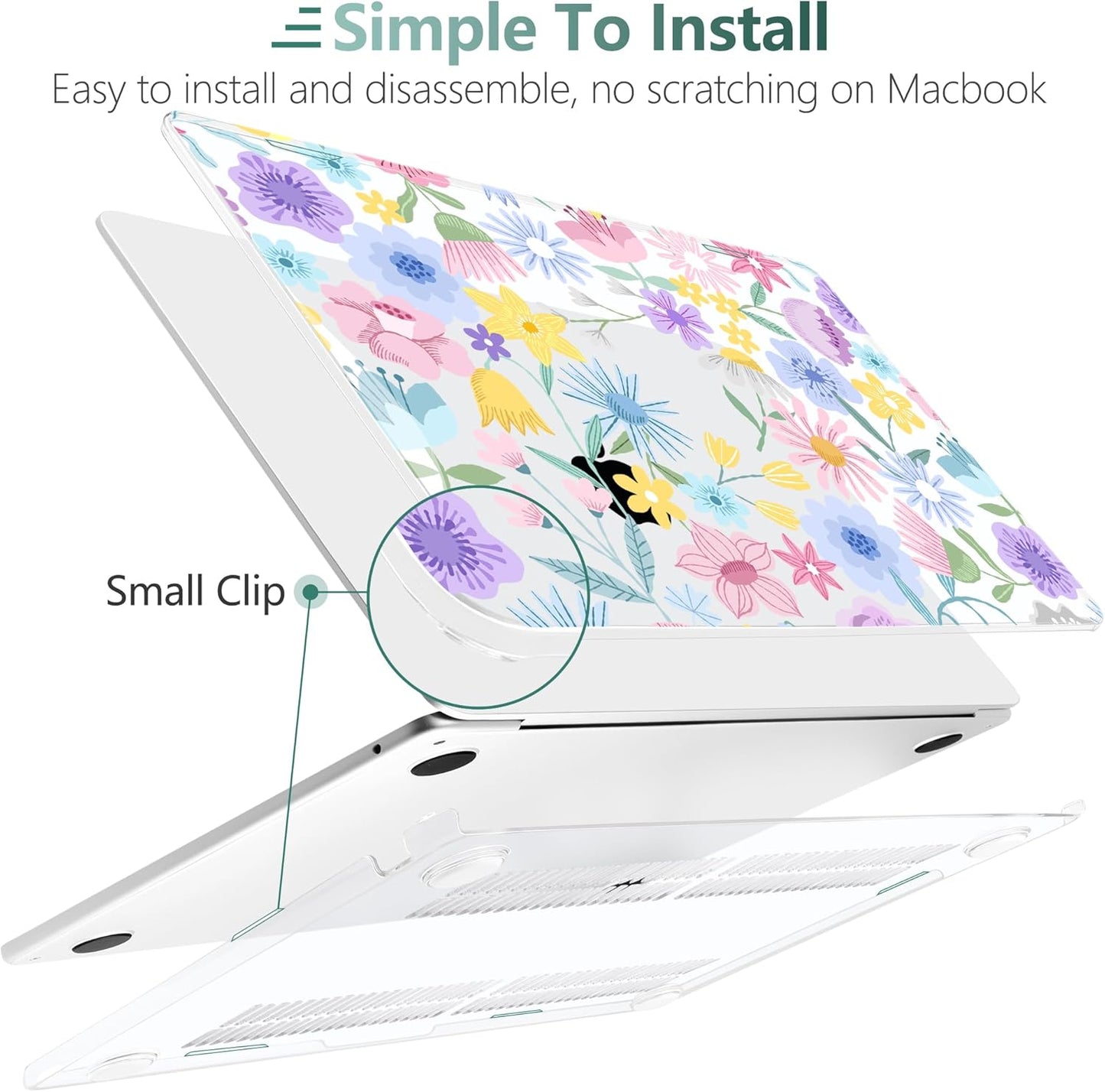 TWOLSKOO Compatible with M4 MacBook Air 15 inch Case 2025-2023 Released Model M4 A3241 M3 A3114 M2 A2941, Plastic Hard Shell & Screen Protector & Keyboard Cover & Type C Adapter, Flying Astronauts