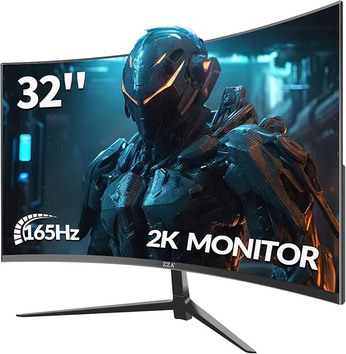 ZZA 32 Inch Monitor - 2K Resolution, 165Hz/180Hz,1440p Monitor, 1ms Response Time, FreeSync & G-Sync, HDR10, 122% sRGB Coverage, DP/HDMI,32 Inch Computer Monitor VESA Mount Compatible