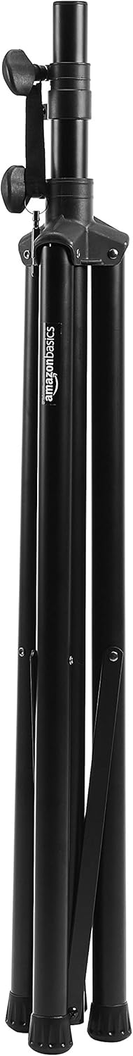 Amazon Basics Speaker Stand, Holds up to 99.2 lbs, Adjustable Height 52" to 73", Steel, Black