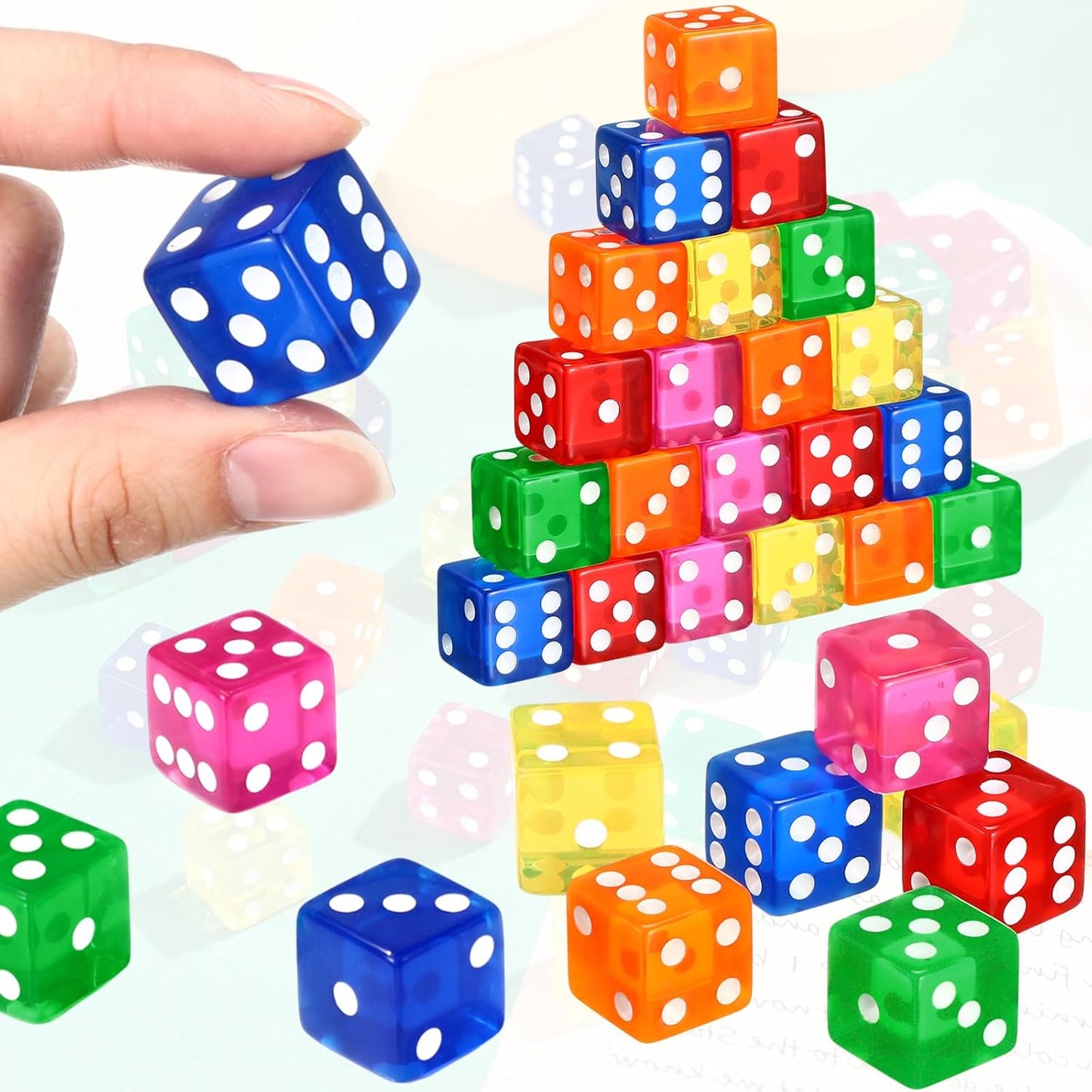 36 Piece 19 mm Casino Style Craps Dice Sets Acrylic and Translucent D6 Dice, Square W/Rounded Edge for Casino, Craps, Table Games and Board Games(Fresh Color)