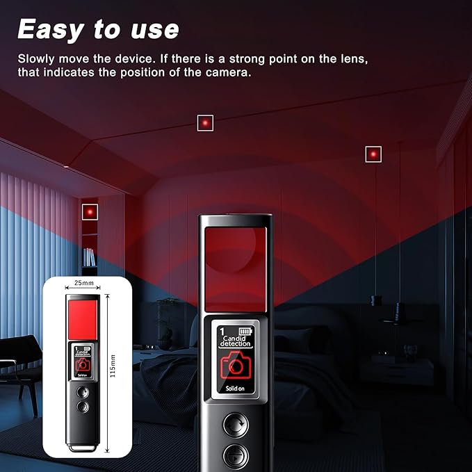 Hidden Camera Detector, Wireless Signal Scanner, Camera Finder, GPS Tracker Detector 5 Levels Sensitivity 4 Working Modes for Home, Office, Hotel, Car, Travel