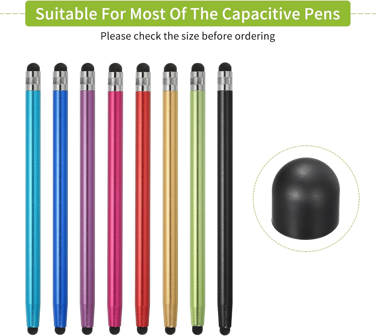 MECCANIXITY 20Pcs Replacement Stylus Pen Tips 10mm Conductive Capacitive Touch Screen Pens Tips Silicone Rubber, Black