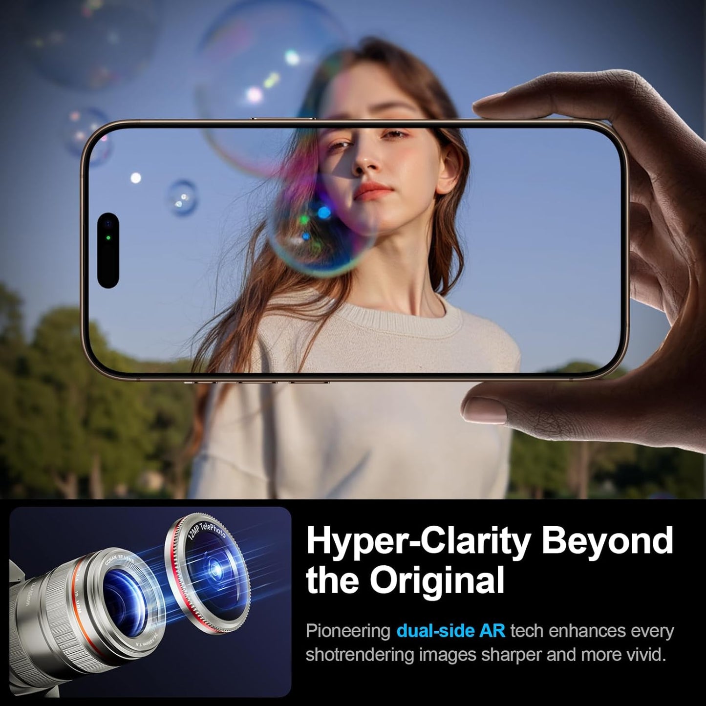 X-it 2 Pack Camera Lens Protector, Shatterproof Protection Anti-Scratch Ultra HD Camera Protector, Anti-Glare 9H Tempered Glass Lens Protector for iPhone 16 Pro Max/16 Pro, Case Friendly, Titanium Red