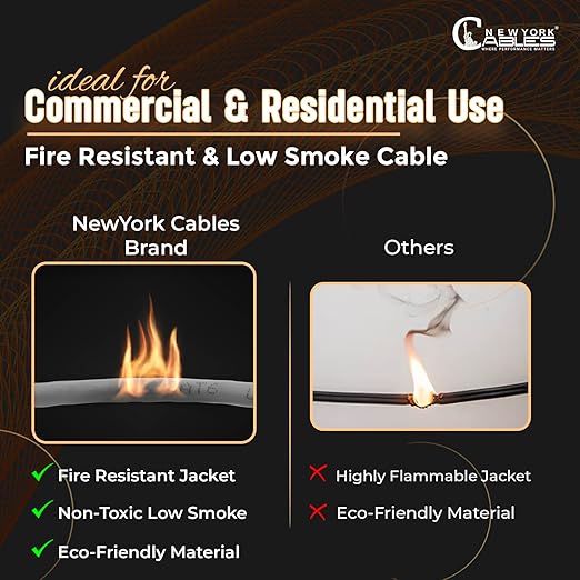 NewYork Cables | CAT6 Plenum Cable 1000ft UL/ETL Listed, 100% Pure Copper, UTP, 550MHz, 23AWG, 4Pair 10GB Ethernet Cable | Certified CMP-Rated Fire-Resistant (1000ft, Pure Copper UL Listed, Grey)