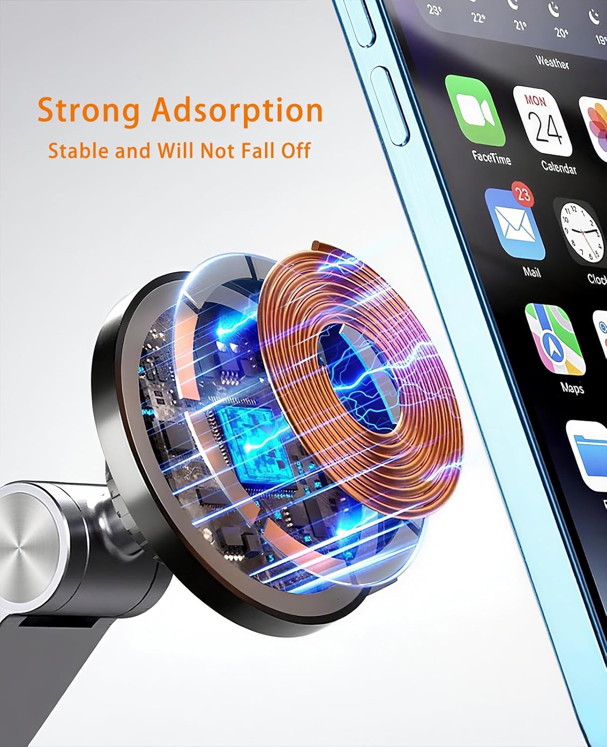 Magnetic Tablet Stand for Desk Aluminum Alloy Phone iPad Desk Holder Overhead Arm Mount with 360°Rotate Base for Magsafe/iPhone/Android/iPad (Magnetic Silver)