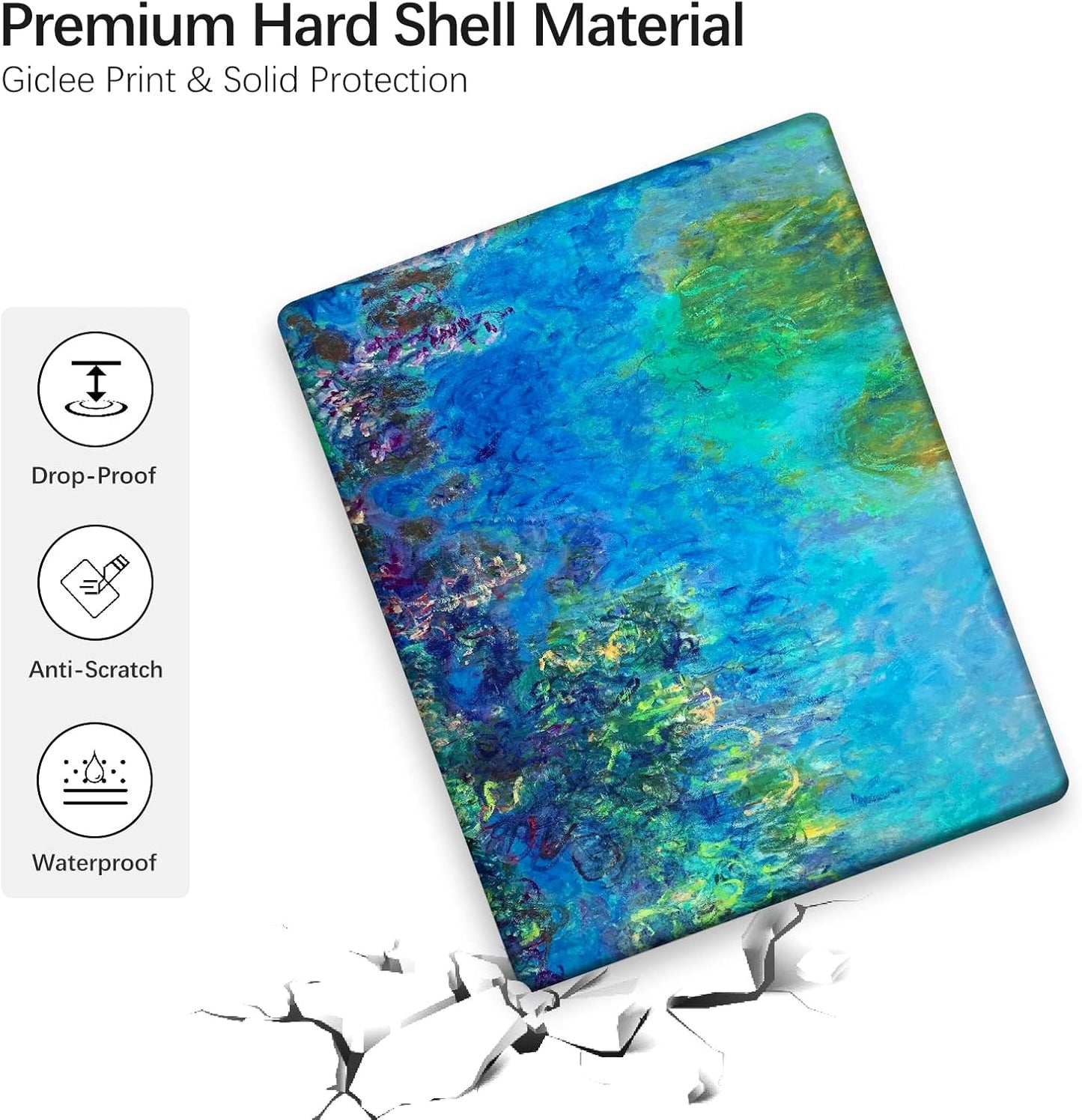 Compatible with MacBook Pro 13 inch Art Case Skin, 2022, 2021, 2020-2016 Release A1706/A1989/A2159 Plastic Watercolor Hard Shell with Keyboard Cover & Screen Protector (Wisteria by Claude Monet)