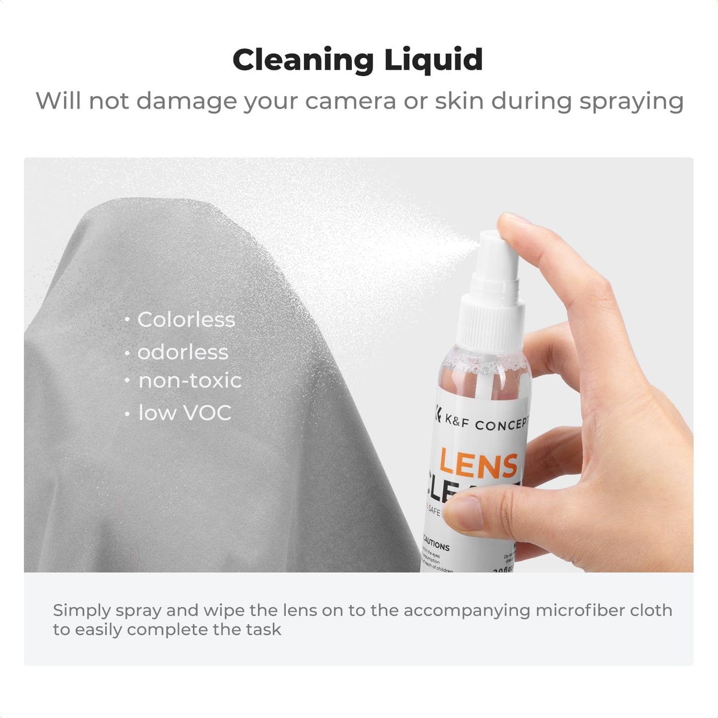 K&F Concept 15-1 Professional Cleaning Kit for DSLR Cameras and Sensitive Electronics, Bundle with Lens Cleaner - Camera Accessories & Photography Accessorie for DSLR Camera Lens Filter Cell Phones