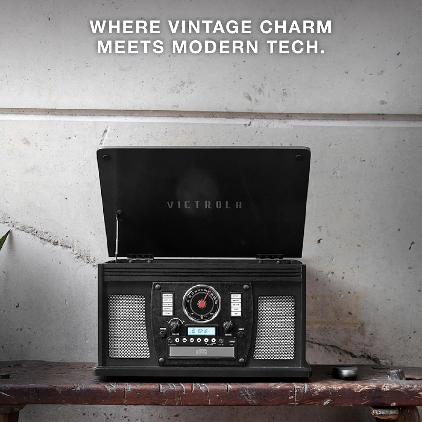 Victrola Navigator 8-in-1 Bluetooth Record Player with Built-in Speakers – 3 Speed Turntable, CD Player, Cassette, FM Radio, USB, RCA Out, Headphone Jack, Wireless Music Streaming, Real Wood (Oak)