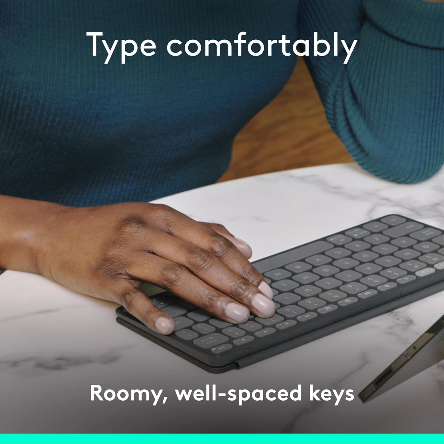 Logitech Keys-to-GO 2 Portable Bluetooth Tablet Keyboard with Built-in Cover, Slim & Compact Wireless Keyboard for Windows, Android, Linux, iPad, iPhone, Mac, Apple TV - Graphite