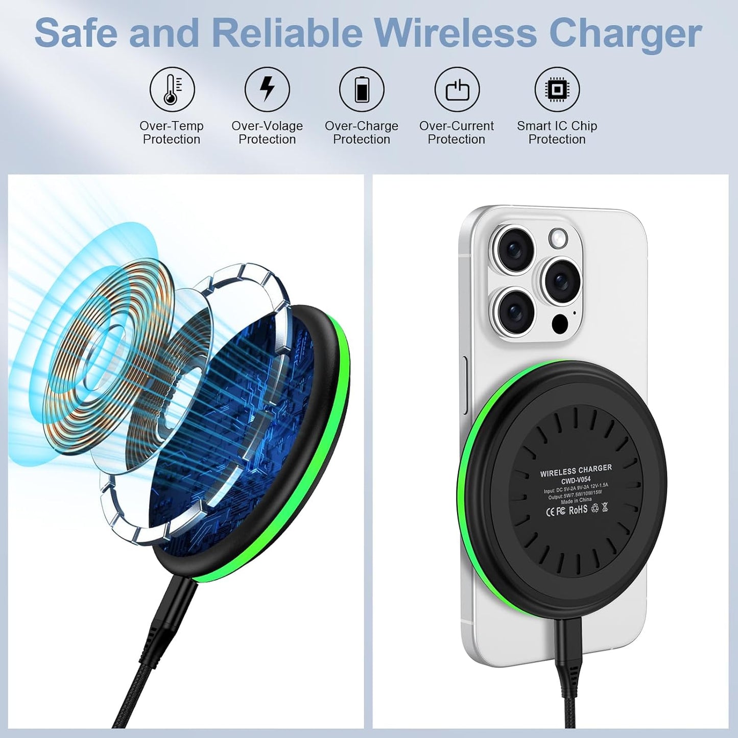 Samsung S25 Wireless Charger Fast Charging Pad Android Charger for Samsung Galaxy S25 Ultra/S24/S23/S22/S21/S20/iPhone 15/16 Pro 15W Fast Wireless Phone Charger Station for Pixel 9a/9 Pro xl/8a/8/7a/6