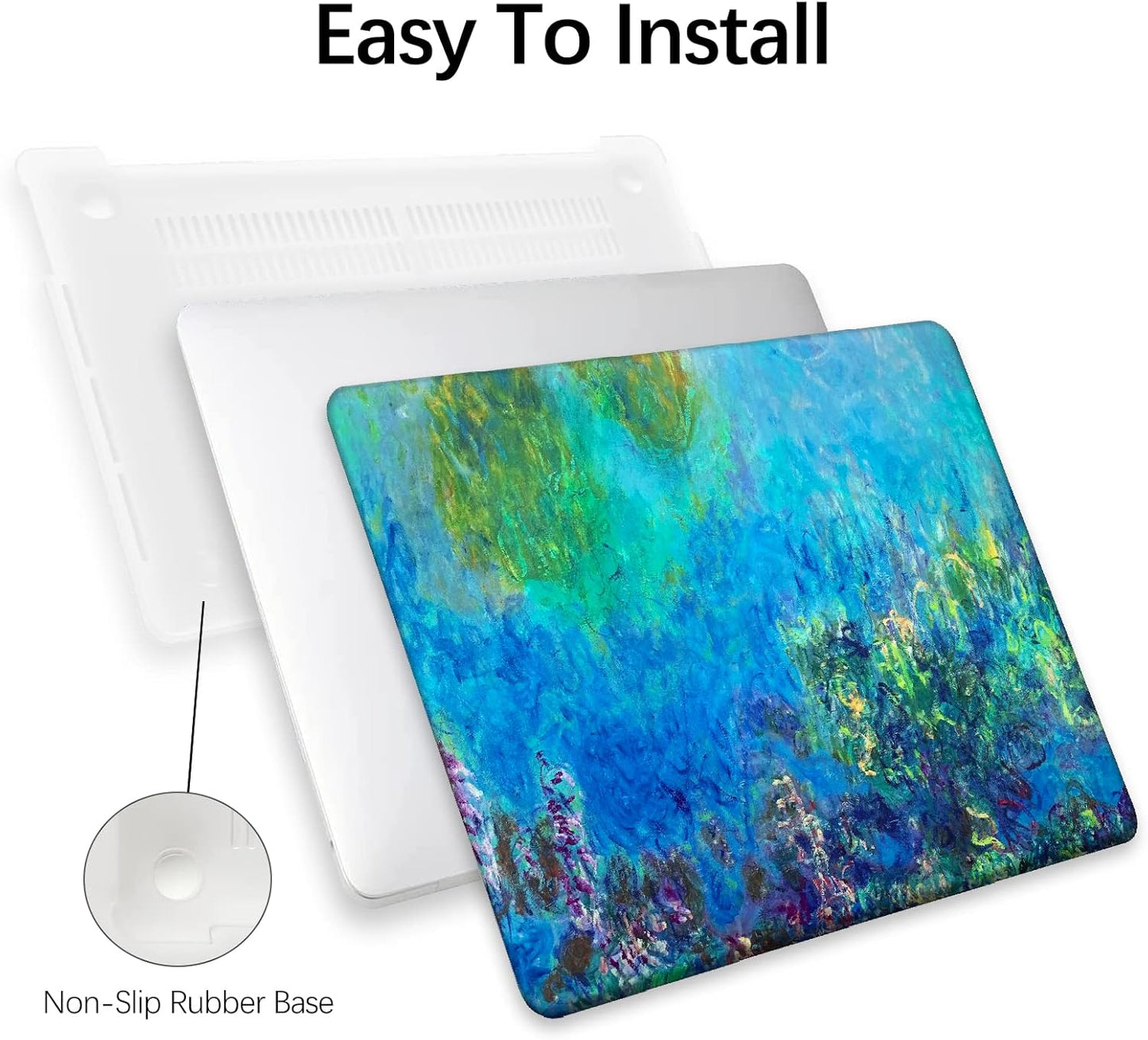 Compatible with MacBook Pro 13 inch Art Case Skin, 2022, 2021, 2020-2018 Release A1708 Plastic Watercolor Hard Shell with Keyboard Cover & Screen Protector (Wisteria by Claude Monet)