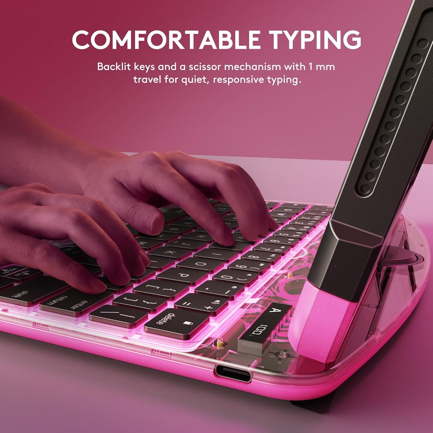 GUSGU Transparent Case with Wireless Keyboard for iPad 11th Gen 11-in.(A16, 2025), 2022 iPad 10th Gen 10.9-in, 7 Colors Backlight, Trackpad, 360°Rotating Stand, Tech Style