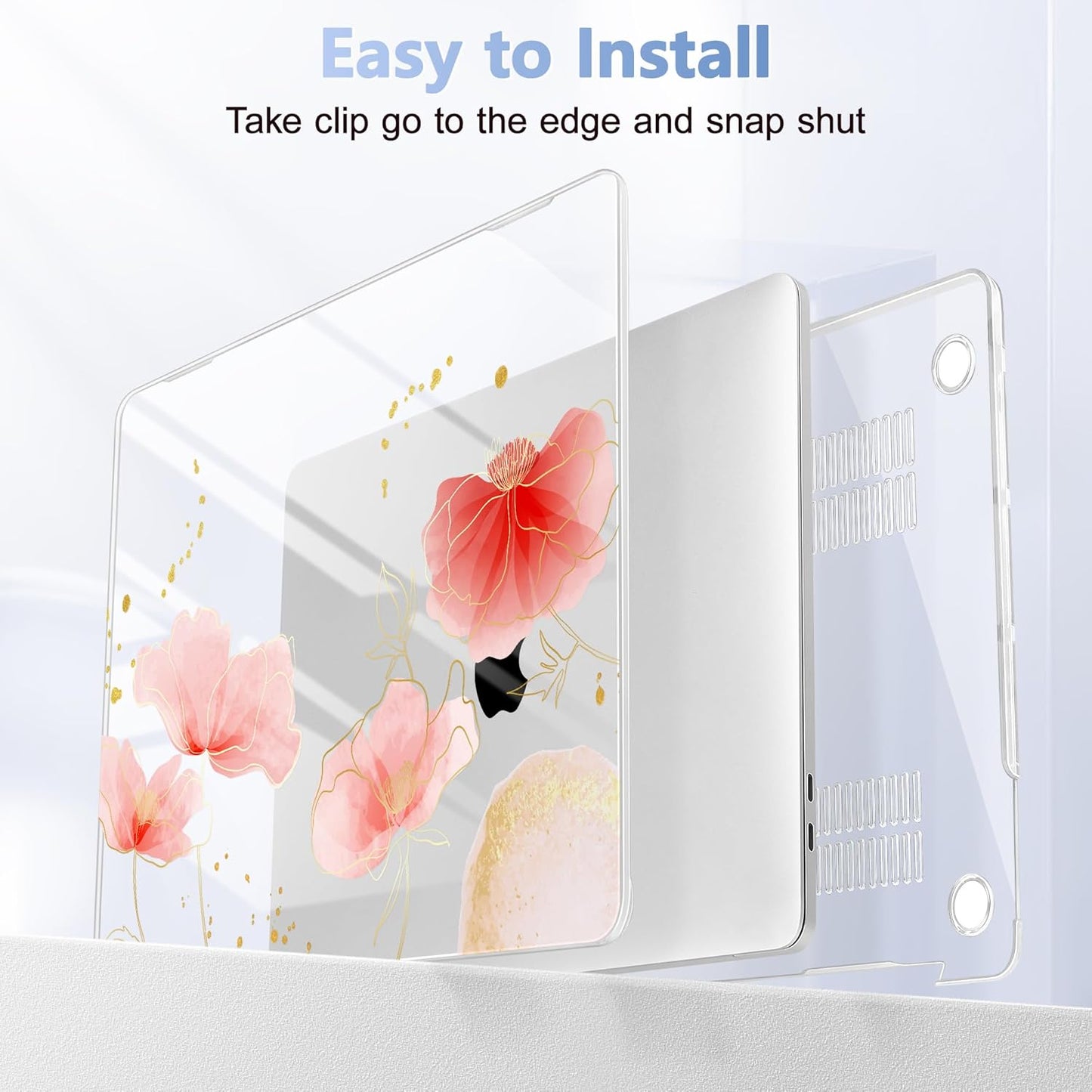 Case for MacBook Pro 13 inch with/Without Touch Bar (2016-2022, M2 A2338 M1 A2289 A2251 A2159 A1989 A1706 A1708), Hard Shell + Keyboard Cover + Dust Plug, Spring Floral