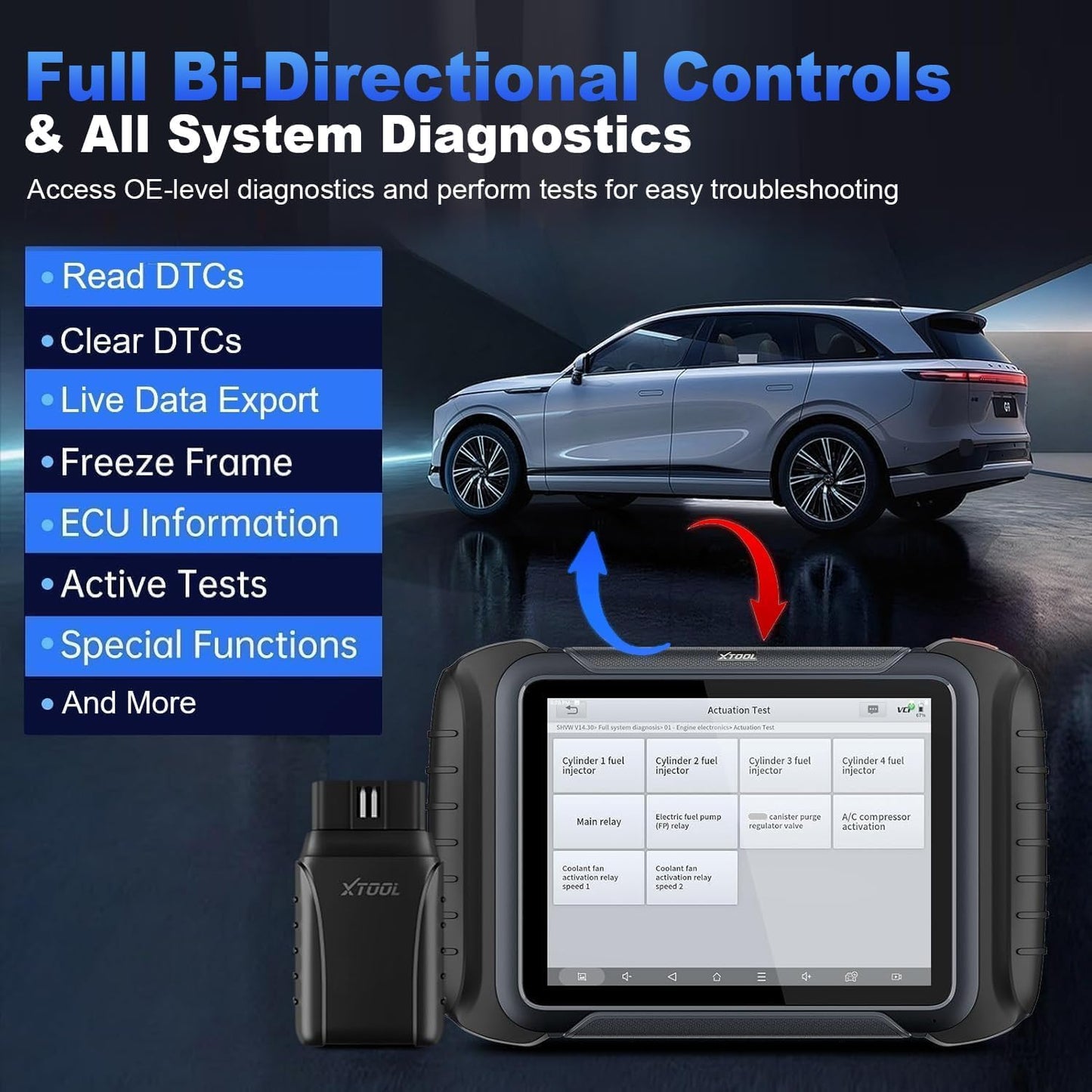 XTOOL D8W OBD2 Scanner Diagnostic Tool Wireless Bidirectional Scan Tool with Topology, ECU Coding, 42 Reset, Active Tests, Crankshaft Relearn, All System PMI, CANFD/DoIP FCA, 3-Yr Update