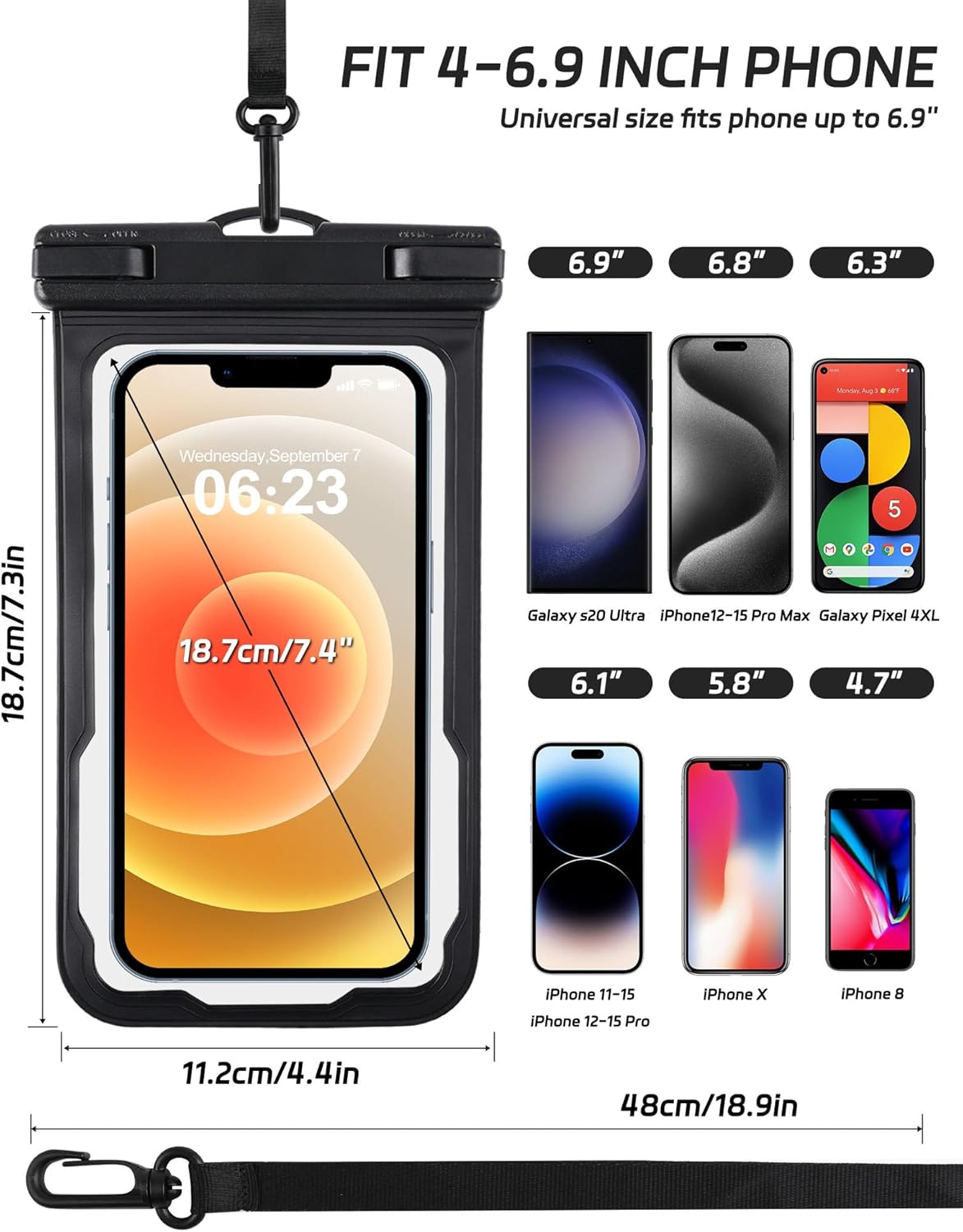 Waterproof Phone Pouch for Cruise Essentials 2025, Beach Vacation Essentials Cruise Ship Essentials Must Haves for Travel, Dry Bag Case for iPhone 16 15 14 13 12 Plus Pro Max Galaxy Pixel 2 Pack