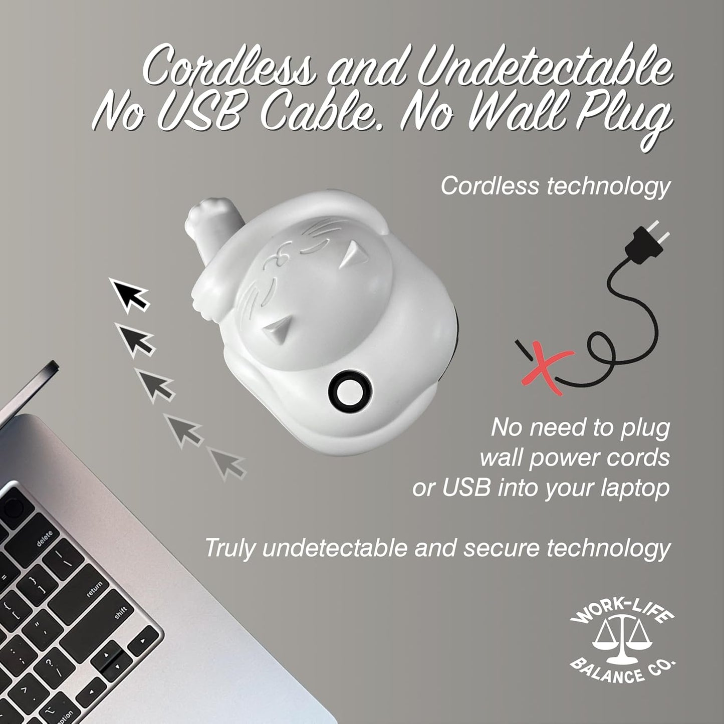 Laptop Trackpad Jiggler -AA Battery Lasts 6 Months -Undetectable -Cordless Mouse Jiggler -Does Not Work on DeII -Keeps Touchpad Active, Laptop Awake -Mechanical Mouse Mover -ON/Off Switch (Gray Cat)