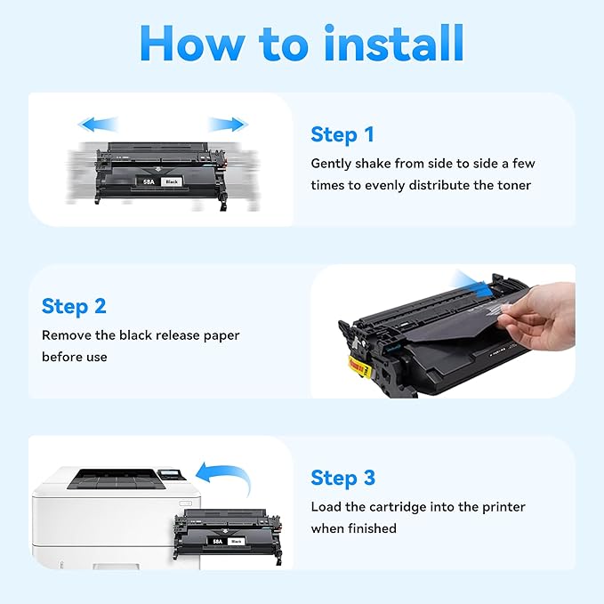 58A Toner CF258A Toner Cartridge Black Compatible with HP 58A 58X CF258A CF258X CF258 Ink Cartridge with Chip for Laserjet MFP M428fdw M428dw M428fdn Pro M404n M404dn M404dw M404 Printer(2 Pack)