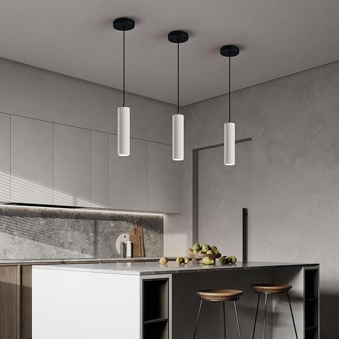 Modern LED Concrete Pendant Light Kitchen Islandceiling Light Fixture Pendant Lighting for Dining Room Coffee Club Resturant Bar Living Room(3-Pack)