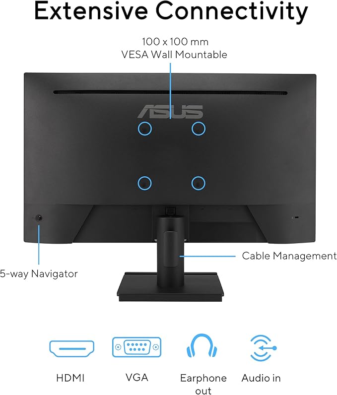 ASUS 24” (23.8-inch viewable) 1080P VA249HG Eye Care Monitor – IPS, Full HD, 99% sRGB, Frameless, 120Hz, Adaptive-Sync, 1ms, HDMI, VGA, Low Blue Light, Flicker Free, Wall Mountable, 3 yr Warranty