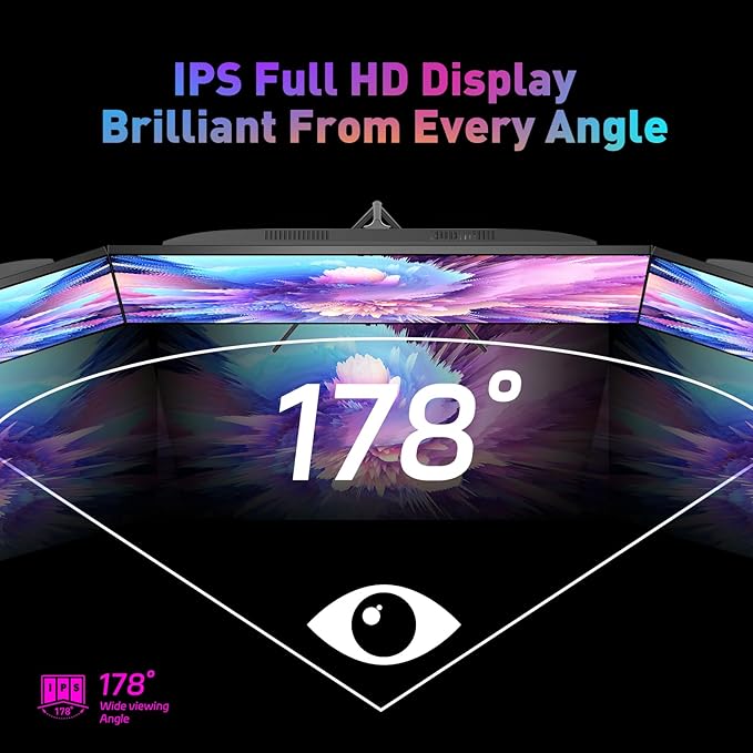 24 Inch FHD Gaming Monitor, 1080P IPS Computer Monitor with 100Hz, 1ms Response Time, 1000:1 Contrast Ratio, VESA Compatible, Tilt Adjustable, AMD FreeSync, Build-in Speakers
