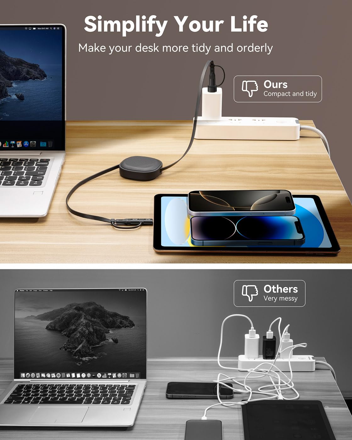 5 in 1 Retractable iPhone Fast Charging Cable, 2Pack 60W Multi Charging Cable 3.8Ft Multiple Lightning Charger Cord with USB-A/C to C/L Port for iPhone 16 15 14 13,iPad,Samsung S24 S23,Tablet & More