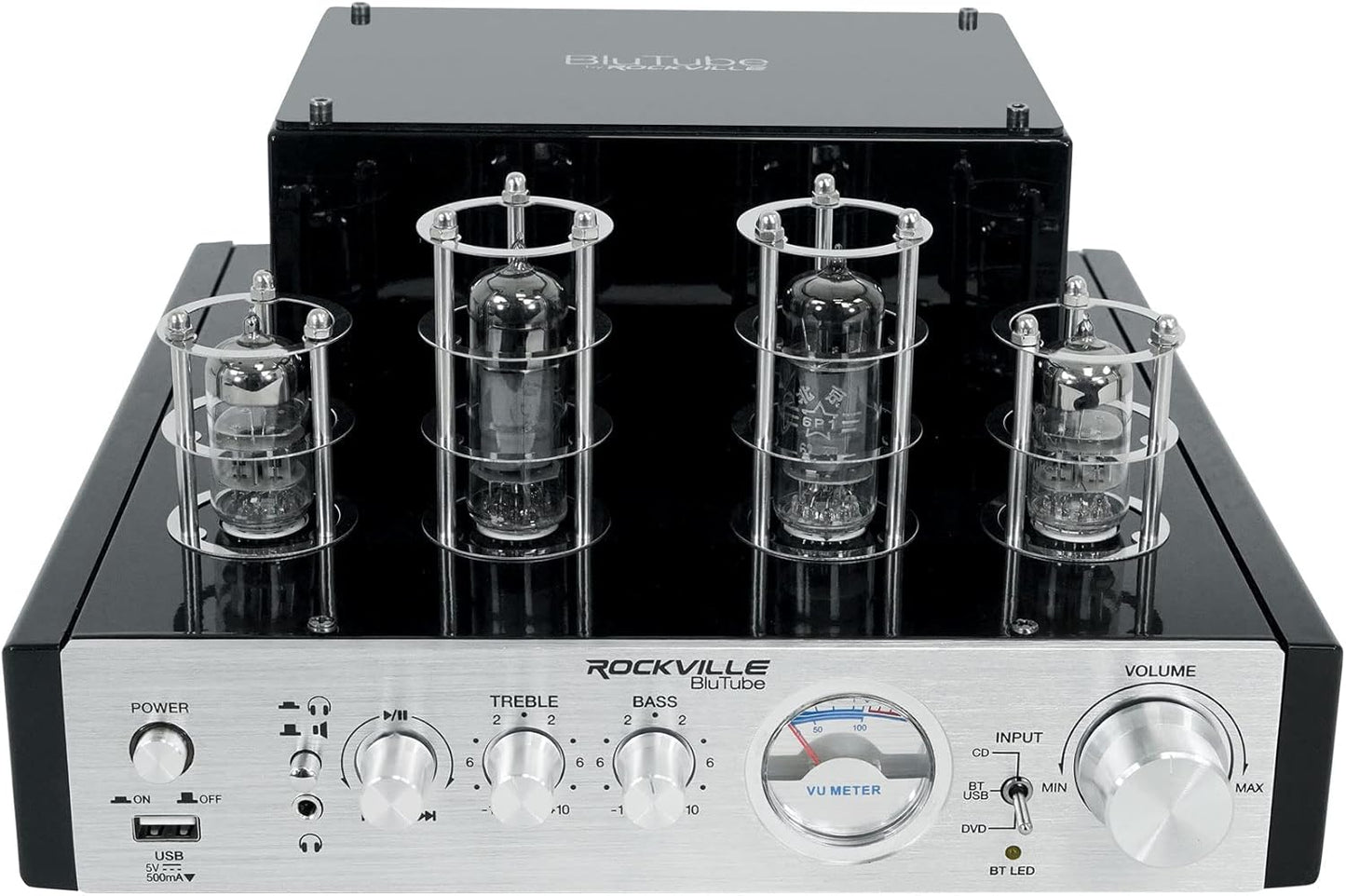 Rockville BluTube 70W Tube Amplifier Stereo Receiver, Bluetooth, EDR, Compact Design, Warm Sound, for Home Audio Enthusiasts