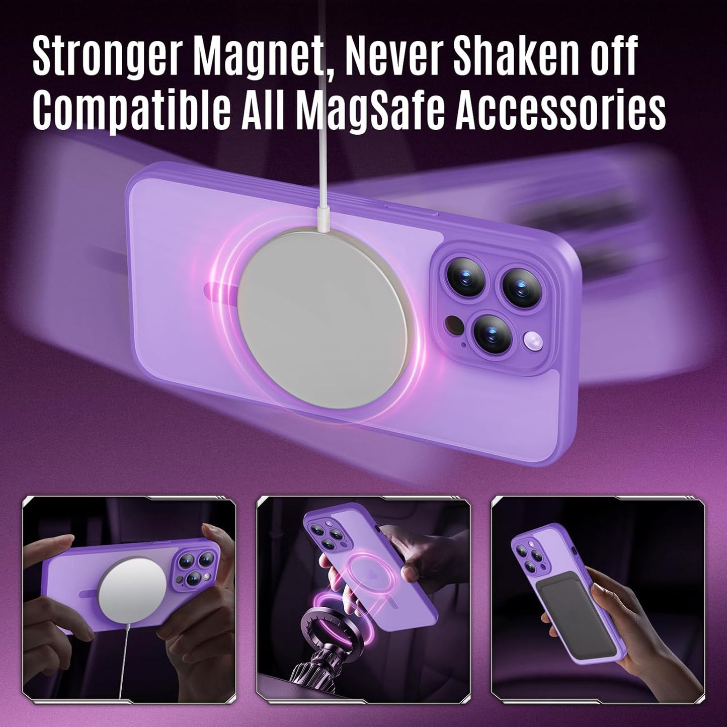 Designed for iPhone 12 Pro Case, Compatible with MagSafe, with Privacy Screen Protectors X2, [Camera Protection] [15FT Military Drop Protection] Shockproof Phone Case, 6.1", Light Purple