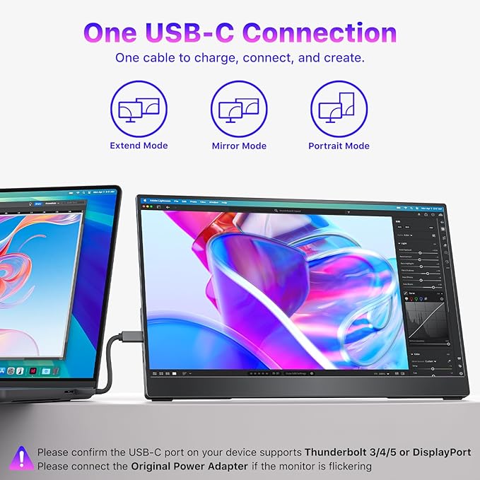 VisionOwl Portable Monitor 15.6 Inch 4K UHD 145% sRGB Second Screen, USB-C HDMI HDR FreeSync Travel Monitor for Laptop MacBook PC PS5 Xbox, VESA Mountable, with Speakers, Adjustable Kickstand